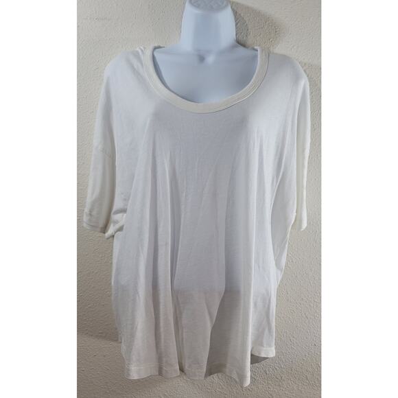 Athleta White Slub Knit Drop Shoulder Short Sleeve Top Medium Lightweight Soft - Picture 1 of 5